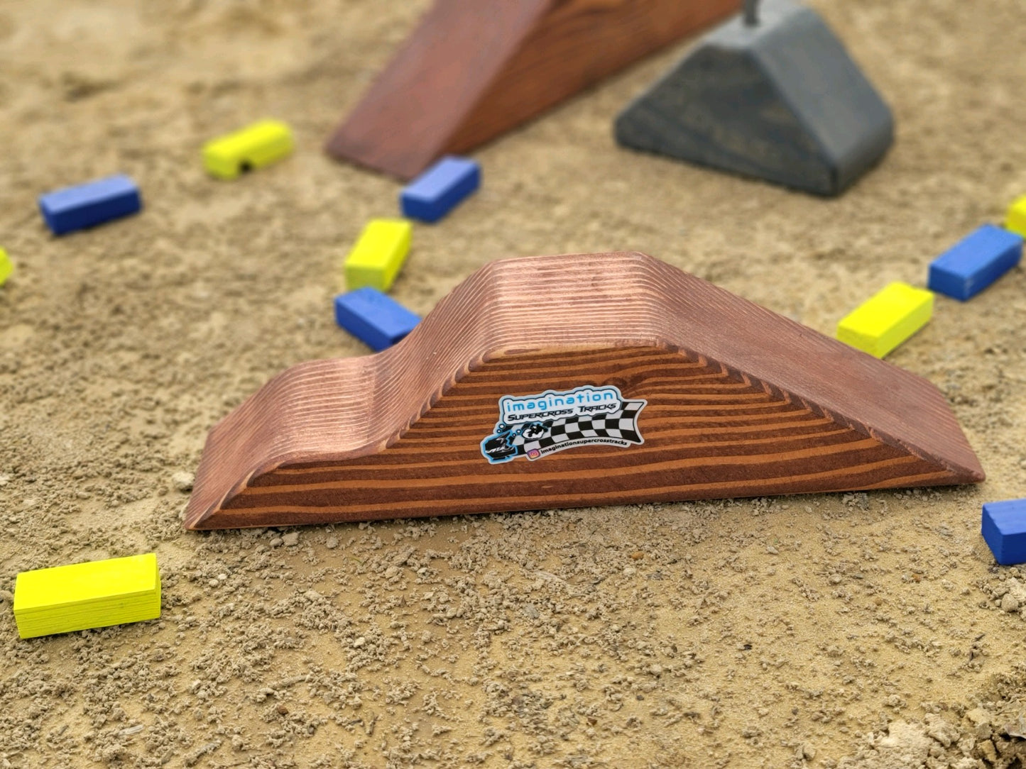 Small Track imagination supercross tracks with dirt bike rider, dirtbike track, neon blocks step up
