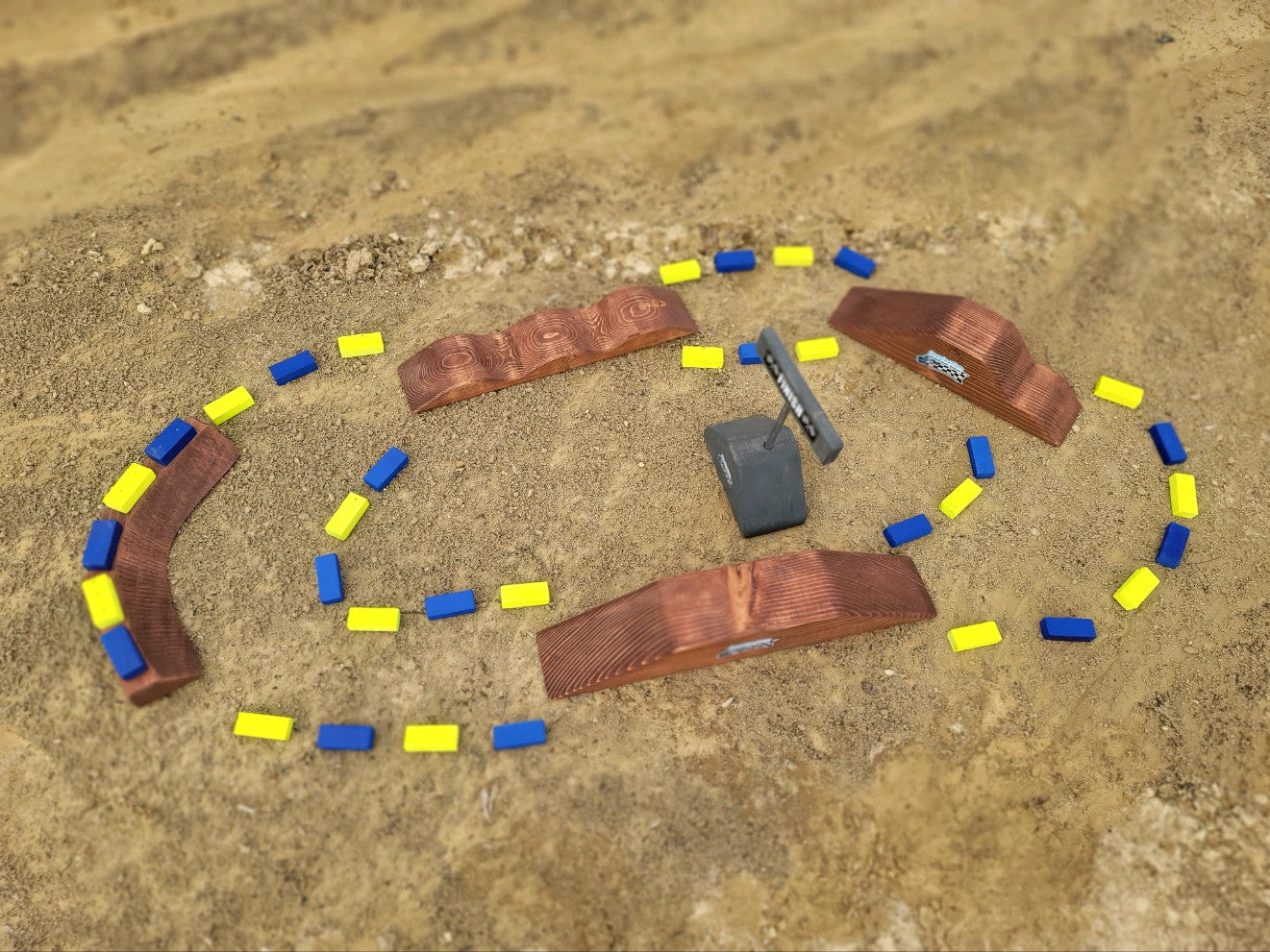 Small Track imagination supercross tracks with dirt bike rider, dirtbike track, neon blocks
