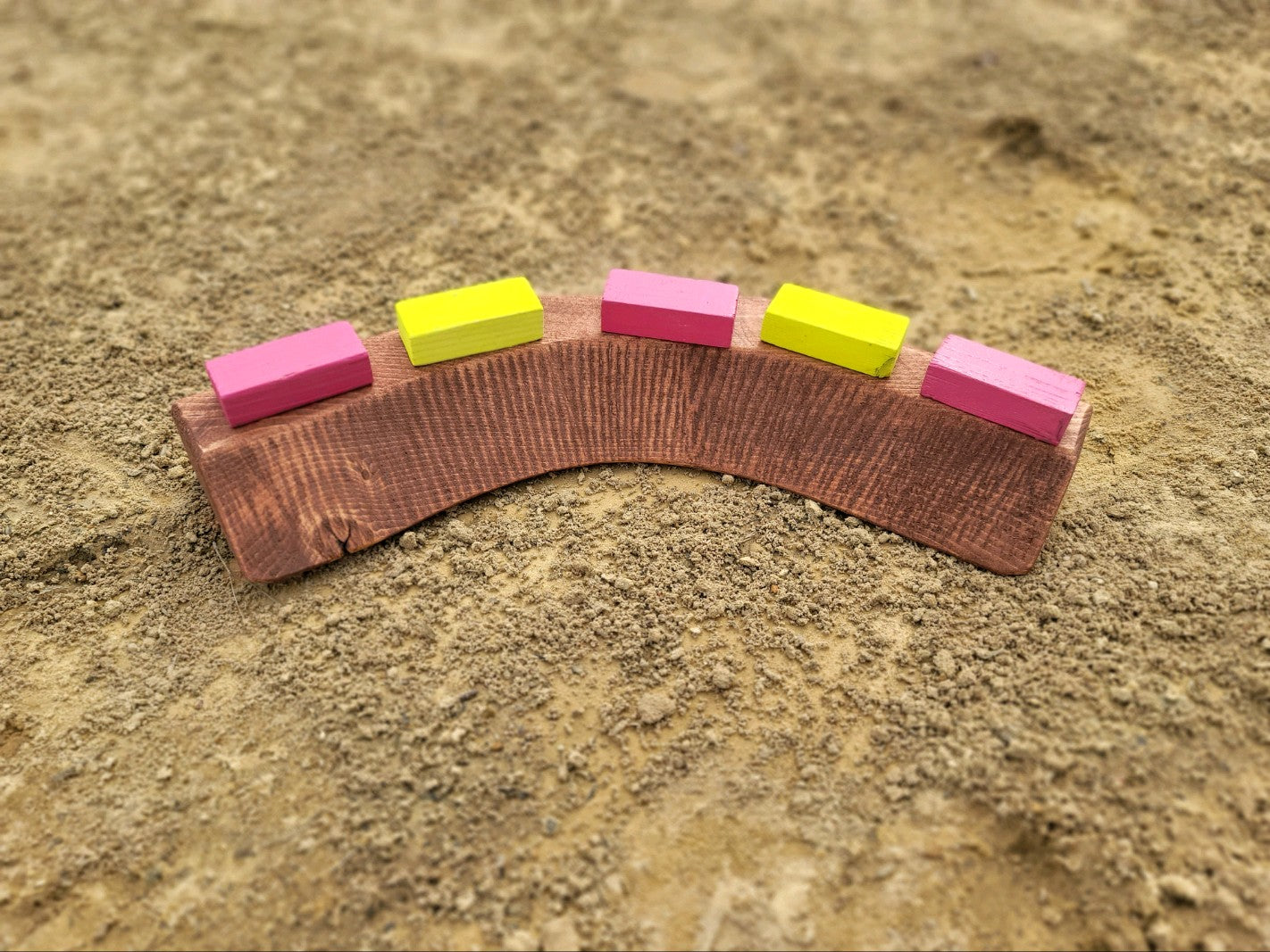90 berm, neon blocks, wooden toy, toy track, pink yellow