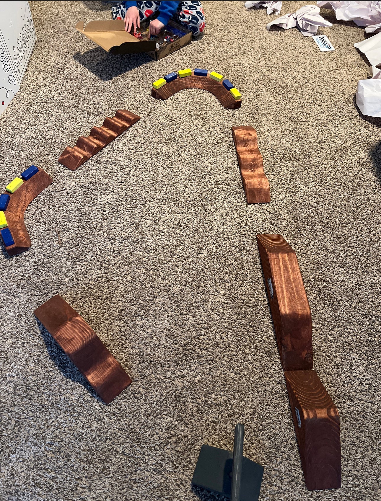 Imagination Supercross Tracks, neon blocks, wooden toy, toy track, with wooden roller and track