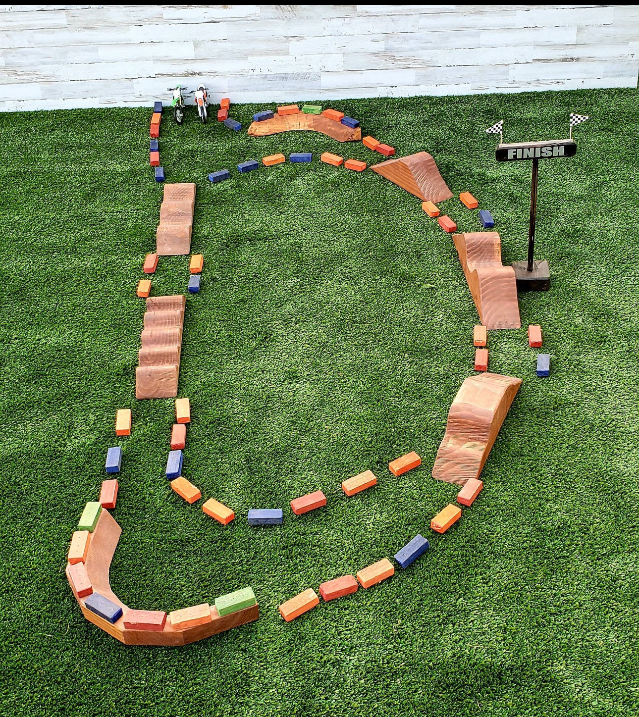 Imagination Supercross Tracks, neon blocks, wooden toy, toy track, with wooden roller and track
