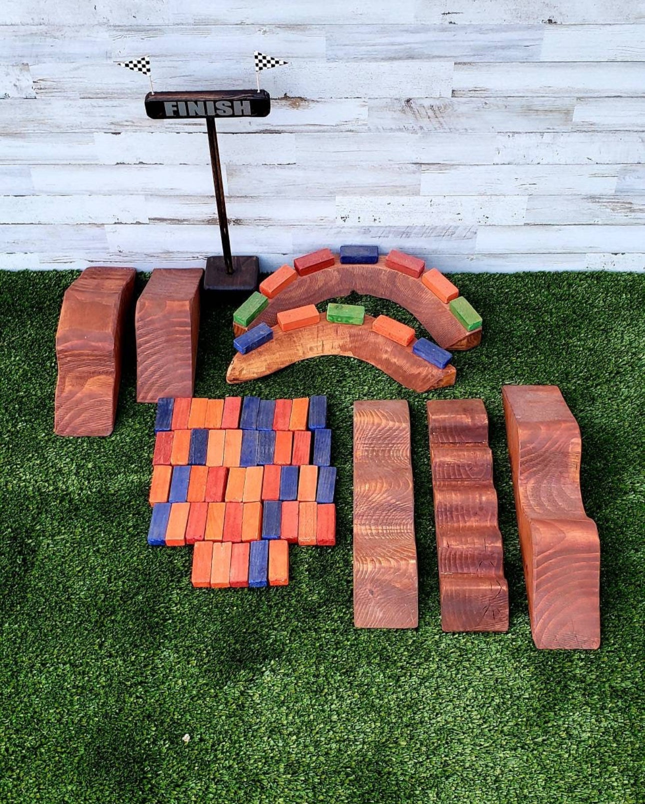 Imagination Supercross Tracks, neon blocks, wooden toy, toy track, with wooden roller and track