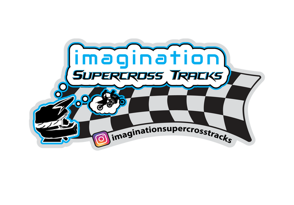imagination supercross, flyer, logo, checkered flag, blue a, black and white