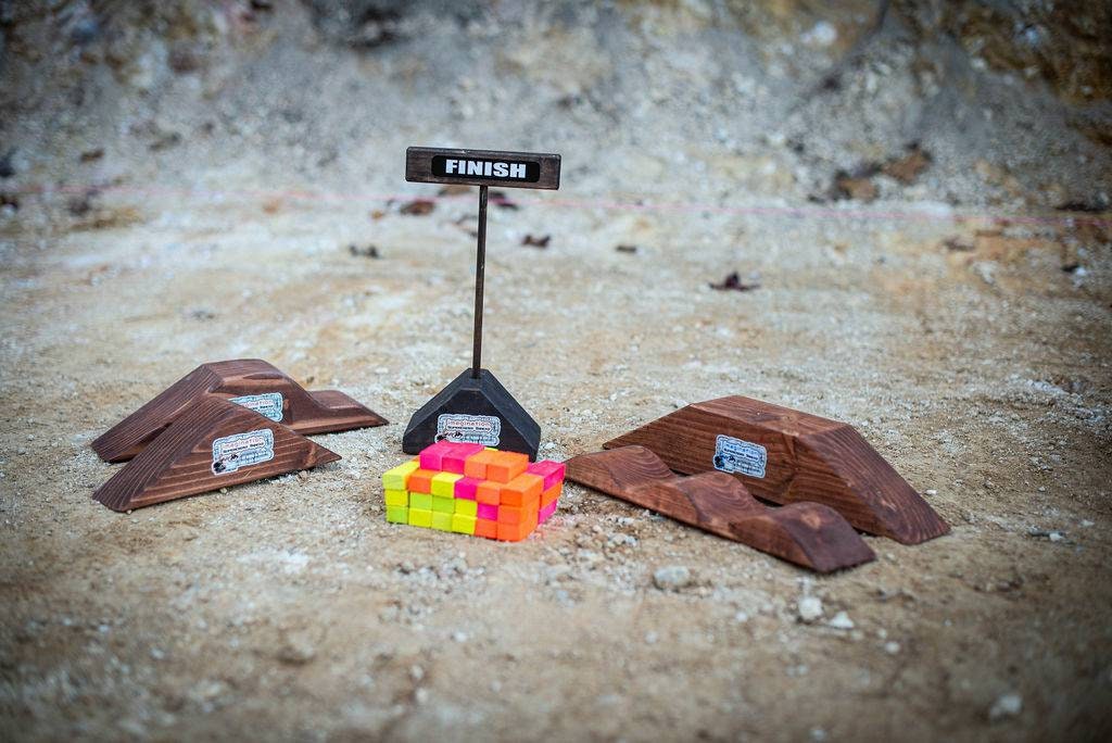 imagination supercross tracks with dirt bike rider, dirtbike track, neon blocks