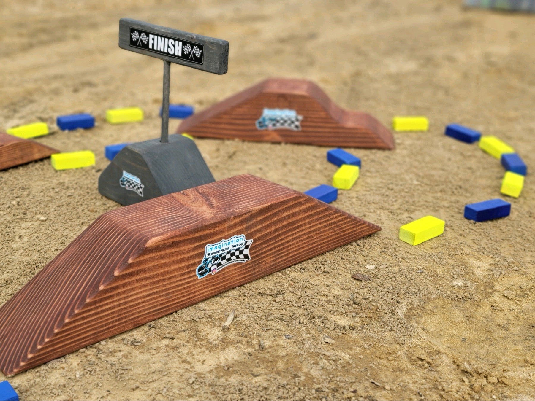 Small wooden toy Track -imagination supercross tracks with dirt bike rider, dirtbike track, neon blocks with table top