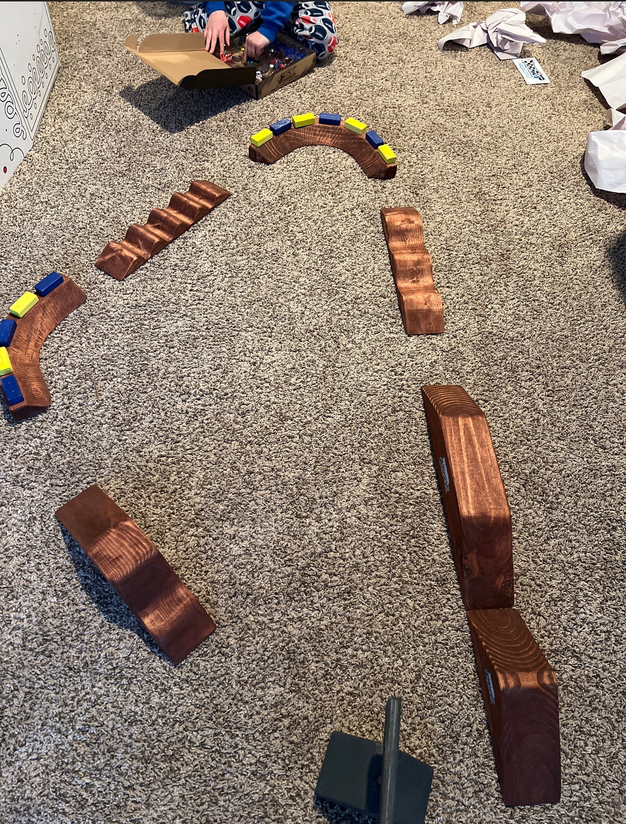 Imagination Supercross Tracks,  neon blocks, wooden toy, toy track, with wooden roller and track