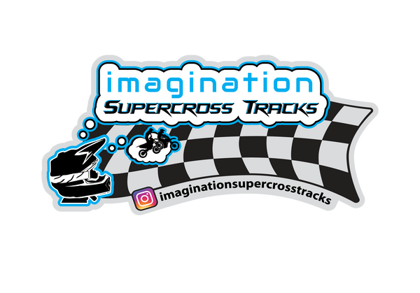  imagination supercross, flyer, logo, checkered flag, blue a, black and white